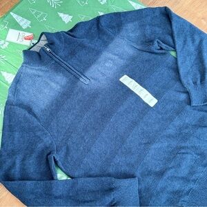 CHAPS Men's LT (Large Tall) Blue Marled 1/4 Zip Pullover Sweater NWT